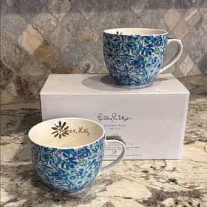 Lilly Pulitzer Blue and Green Floral Mugs